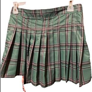 love, Fire Plaid Pleated Mini Skirt